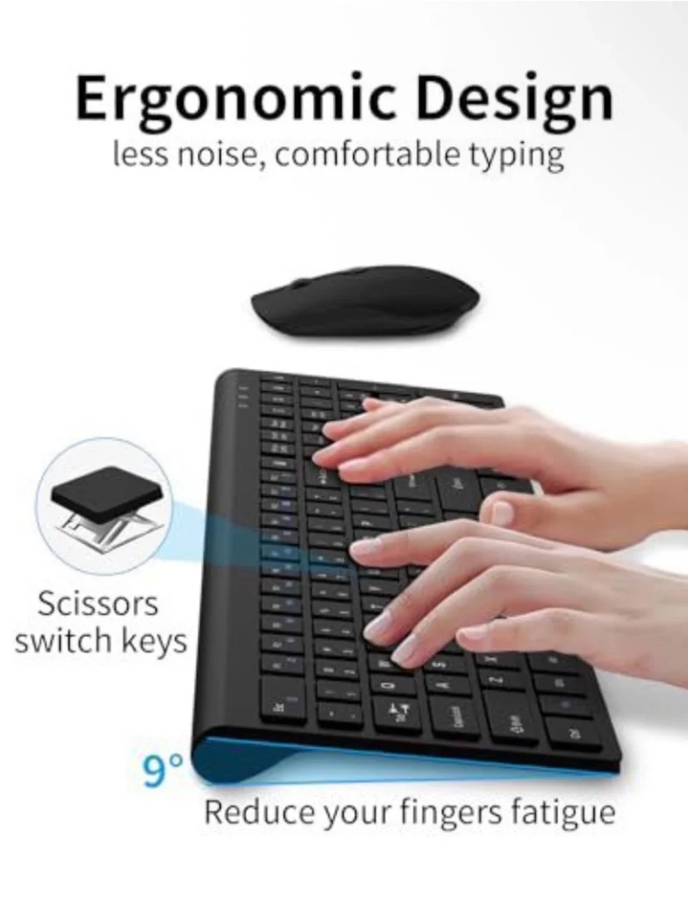 Wireless Black Keyboard and Mouse Combo - Slim Design